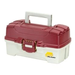 Plano Classic Tray Tackle Box – Red and White 2-Tray with Brass-Bailed Latch