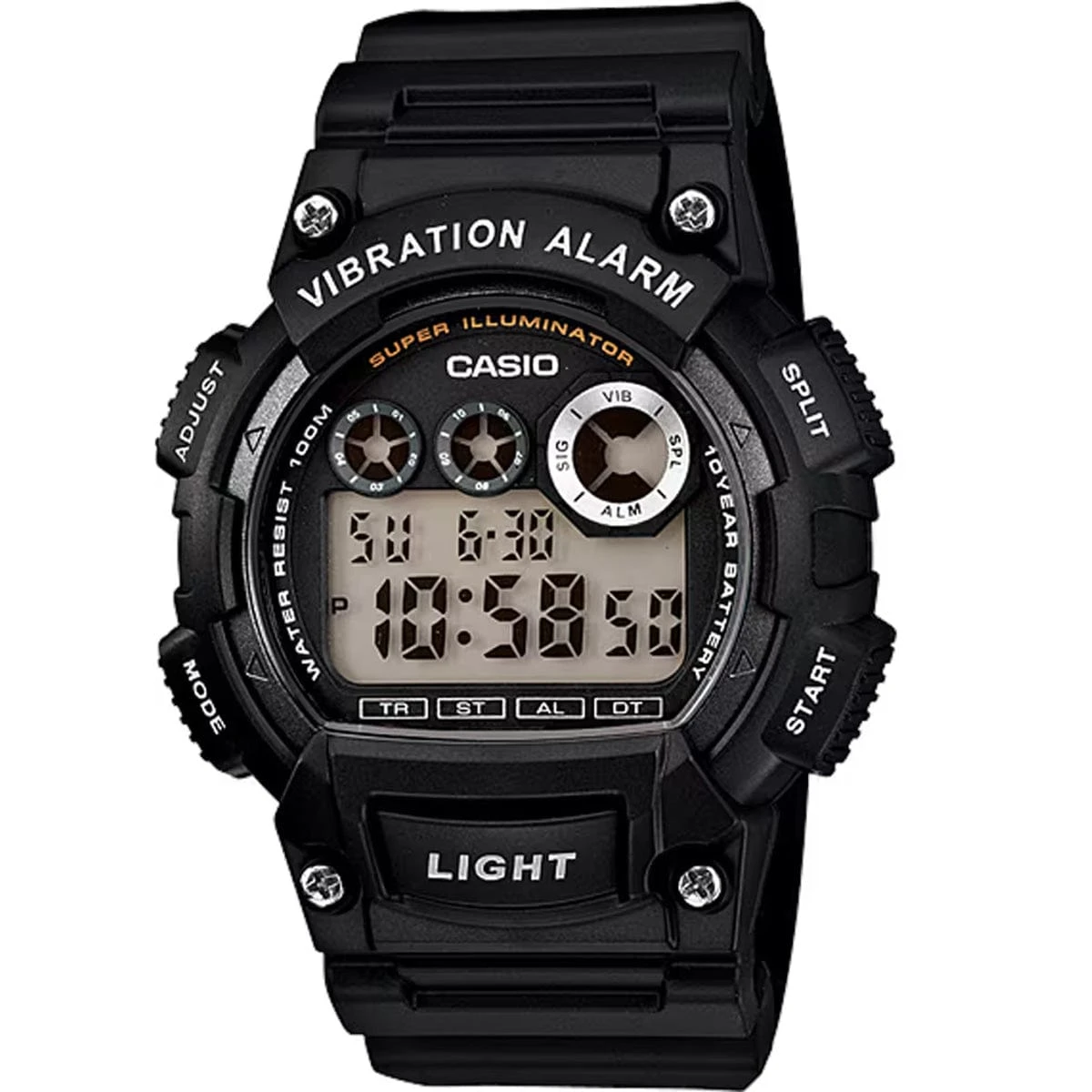 Casio W735H-1AV All-Black Resin Digital Watch – 10-Year Battery with Vibration Alert 1 Casio W735H-1AV All-Black Resin Digital Watch – 10-Year Battery with Vibration Alert