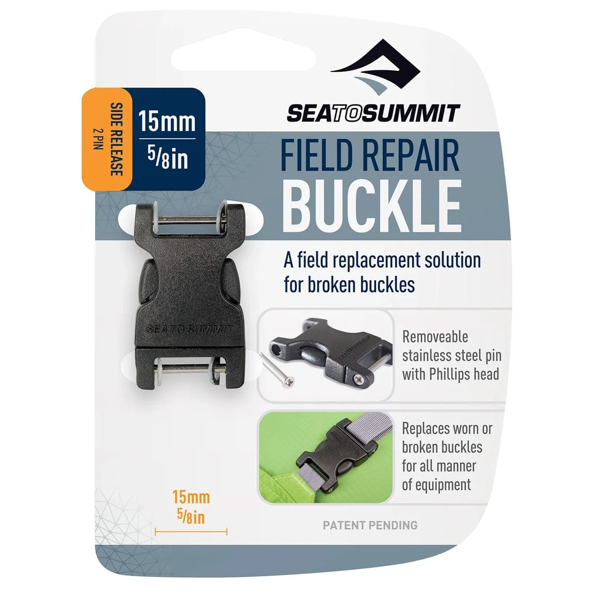 Sea To Summit Sea-to-Summit Field Repair Buckle 5/8in 15mm Side Release 2 Pin 1 Sea To Summit Sea-to-Summit Field Repair Buckle 5/8in 15mm Side Release 2 Pin