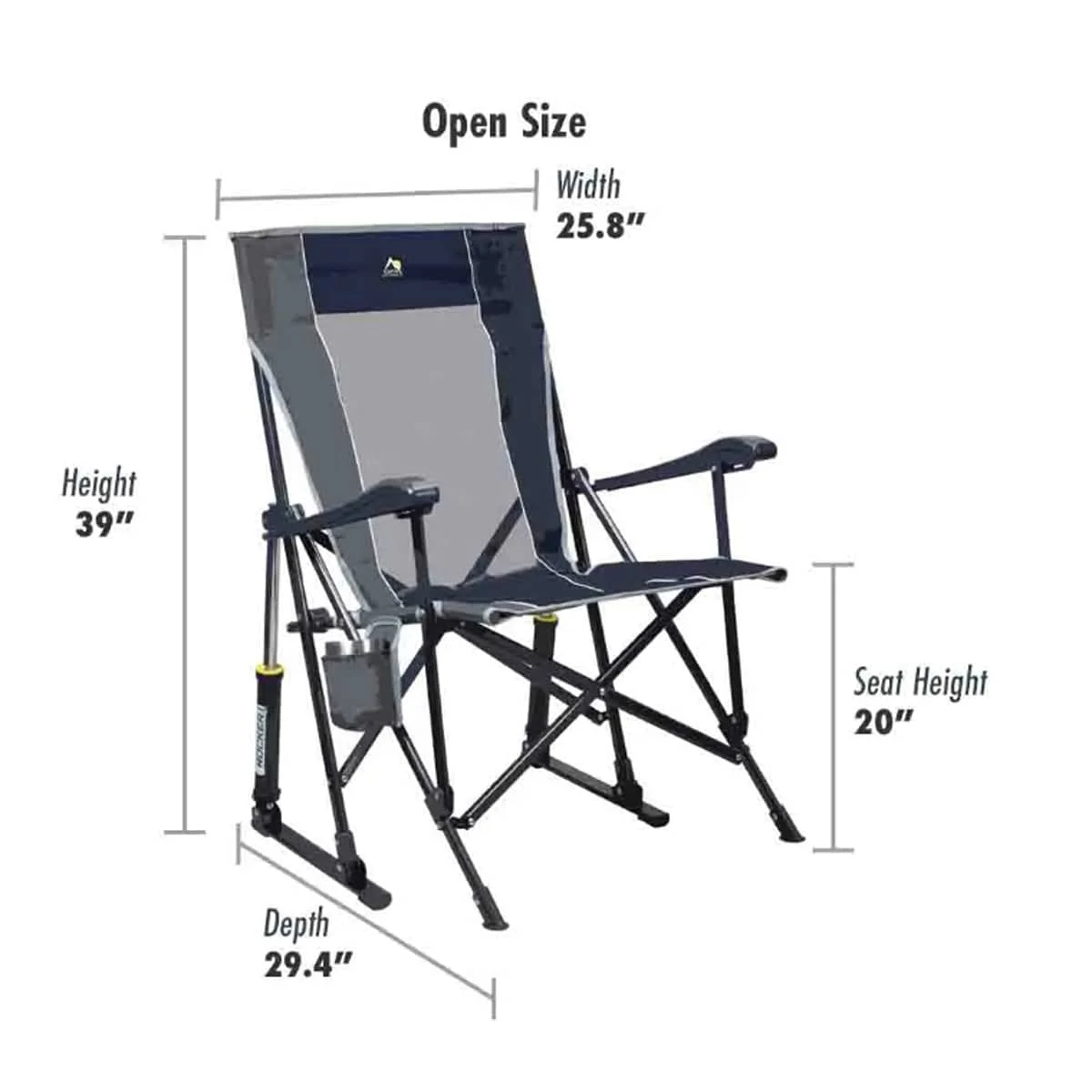 GCI Outdoor RoadTrip Rocker - Charcoal Mesh Spring-Action Folding Rocking Chair 5 GCI Outdoor RoadTrip Rocker - Charcoal Mesh Spring-Action Folding Rocking Chair - Image 5