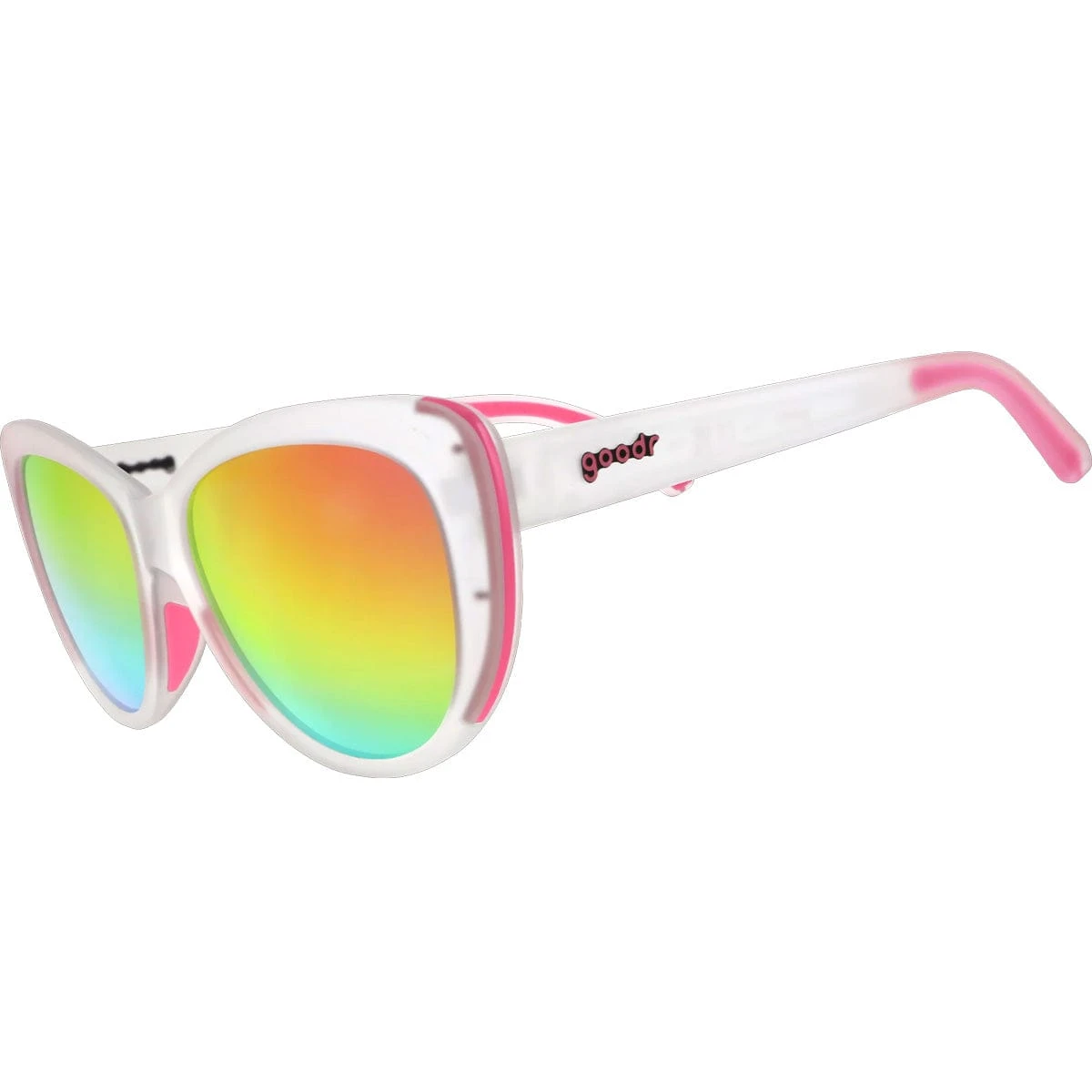 Goodr Glam G Sunglasses - Rainbow Runway Ready Clear Cat-Eye Iridescent 1 Goodr Glam G Sunglasses - Rainbow Runway Ready Clear Cat-Eye Iridescent
