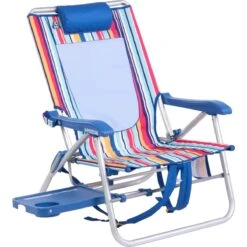 GCI Outdoor Big Surf Beach Chair with Hideaway Slide Table – Adjustable Low-Profile Backpack Chair