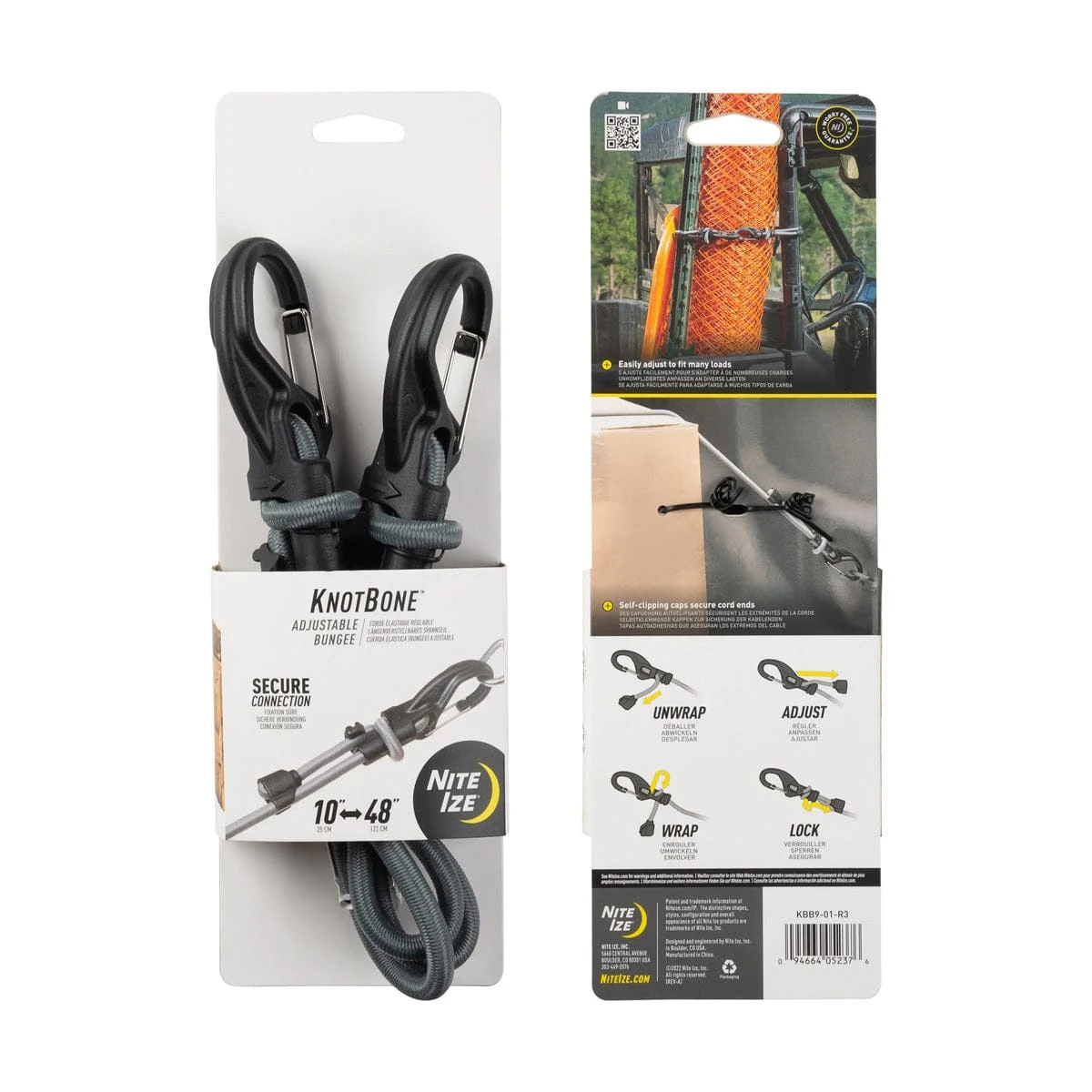 Nite Ize KnotBone Adjustable Bungee #9 - Grey 9mm Locking Carabiner Cord 1 Nite Ize KnotBone Adjustable Bungee #9 - Grey 9mm Locking Carabiner Cord