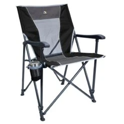 GCI Outdoor Eazy Chair - Portable Folding Camping Chair with Mesh Backrest and Solid Arms