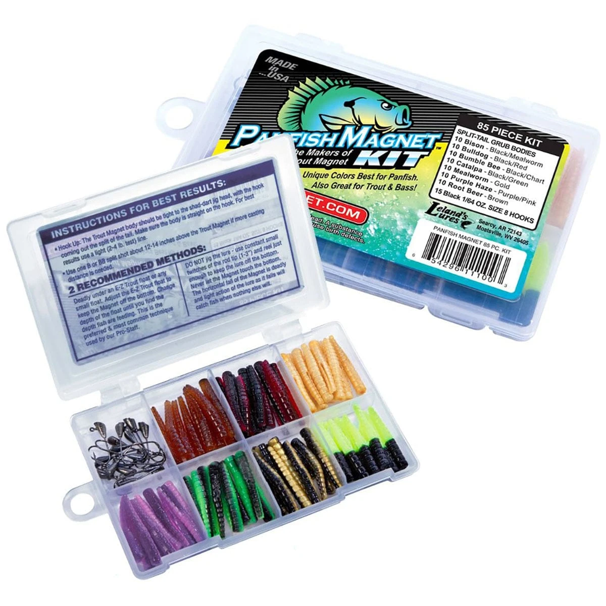 Leland's Lures Panfish Magnet 85-Piece Kit – 7 Deadly Colors with 1/64 Oz Size 8 Hooks 1 Leland's Lures Panfish Magnet 85-Piece Kit – 7 Deadly Colors with 1/64 Oz Size 8 Hooks