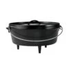 Lodge 12-Inch / 6-Quart Seasoned Cast Iron Camp Dutch Oven – Flanged Lid with Bail Handle