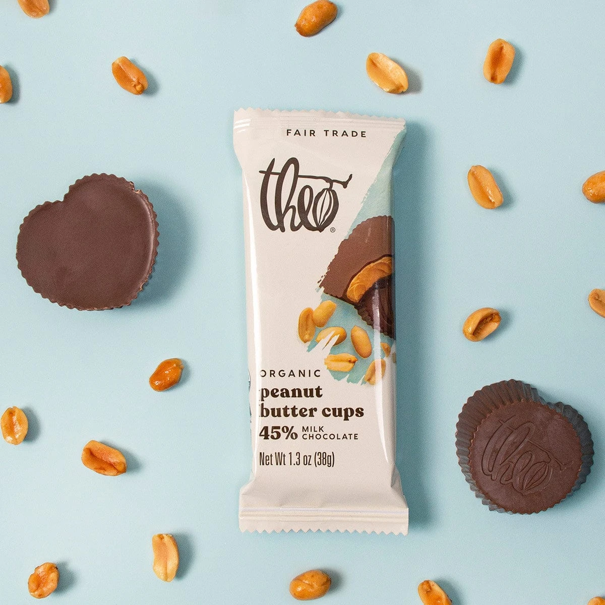 Theo's Organic Peanut Butter & 45% Milk Chocolate Heart-Shaped Cups 2-Pack 2 Theo's Organic Peanut Butter & 45% Milk Chocolate Heart-Shaped Cups 2-Pack - Image 2