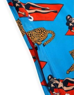 PURRFECT WOMAN - BLUE NIGHTHAWK™ BUTTON UP By Bajallama -Campmor Outdoor Clothing blue woman and leopard buttonup