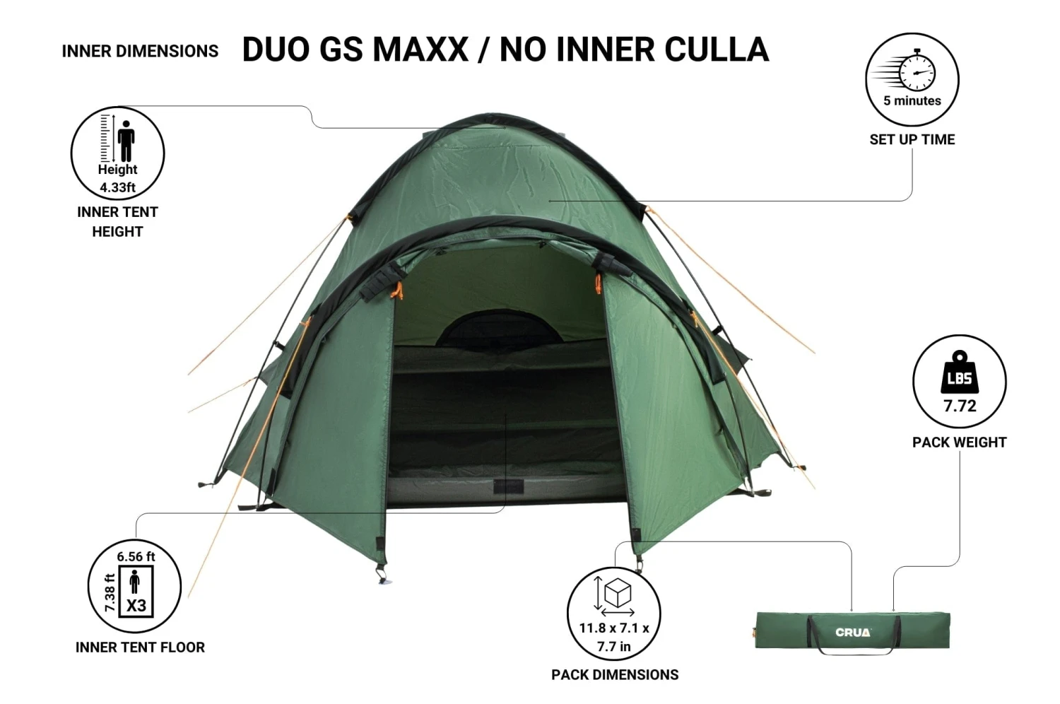 Crua Outdoors Duo GS Maxx | 3 Person Insulated Dome Tent 7 Crua Outdoors Duo GS Maxx | 3 Person Insulated Dome Tent - Image 7