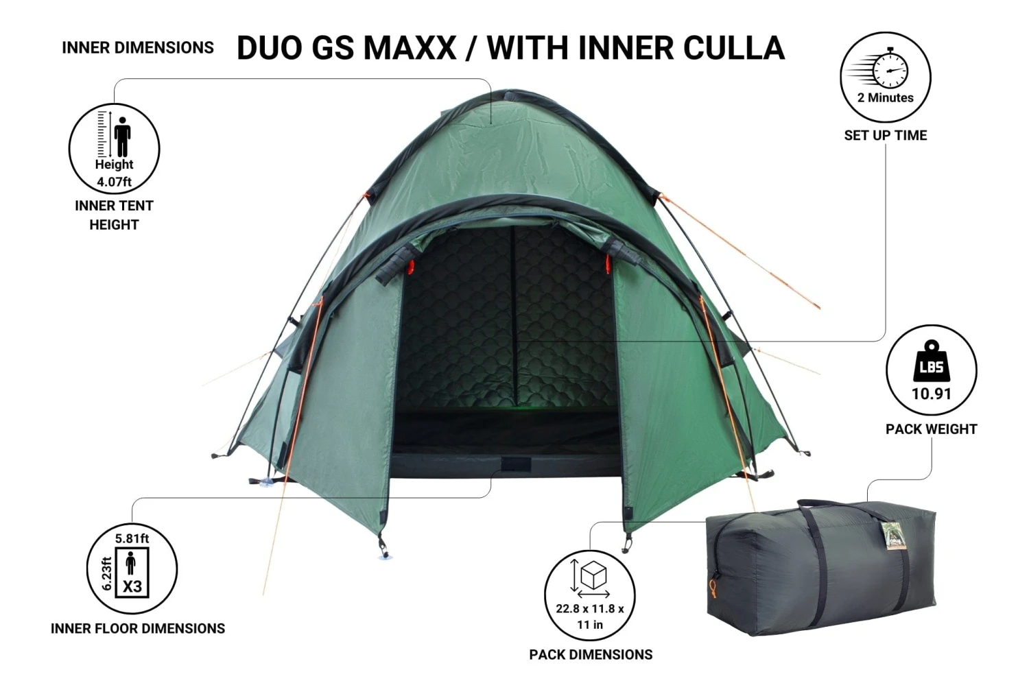 Crua Outdoors Duo GS Maxx | 3 Person Insulated Dome Tent 8 Crua Outdoors Duo GS Maxx | 3 Person Insulated Dome Tent - Image 8