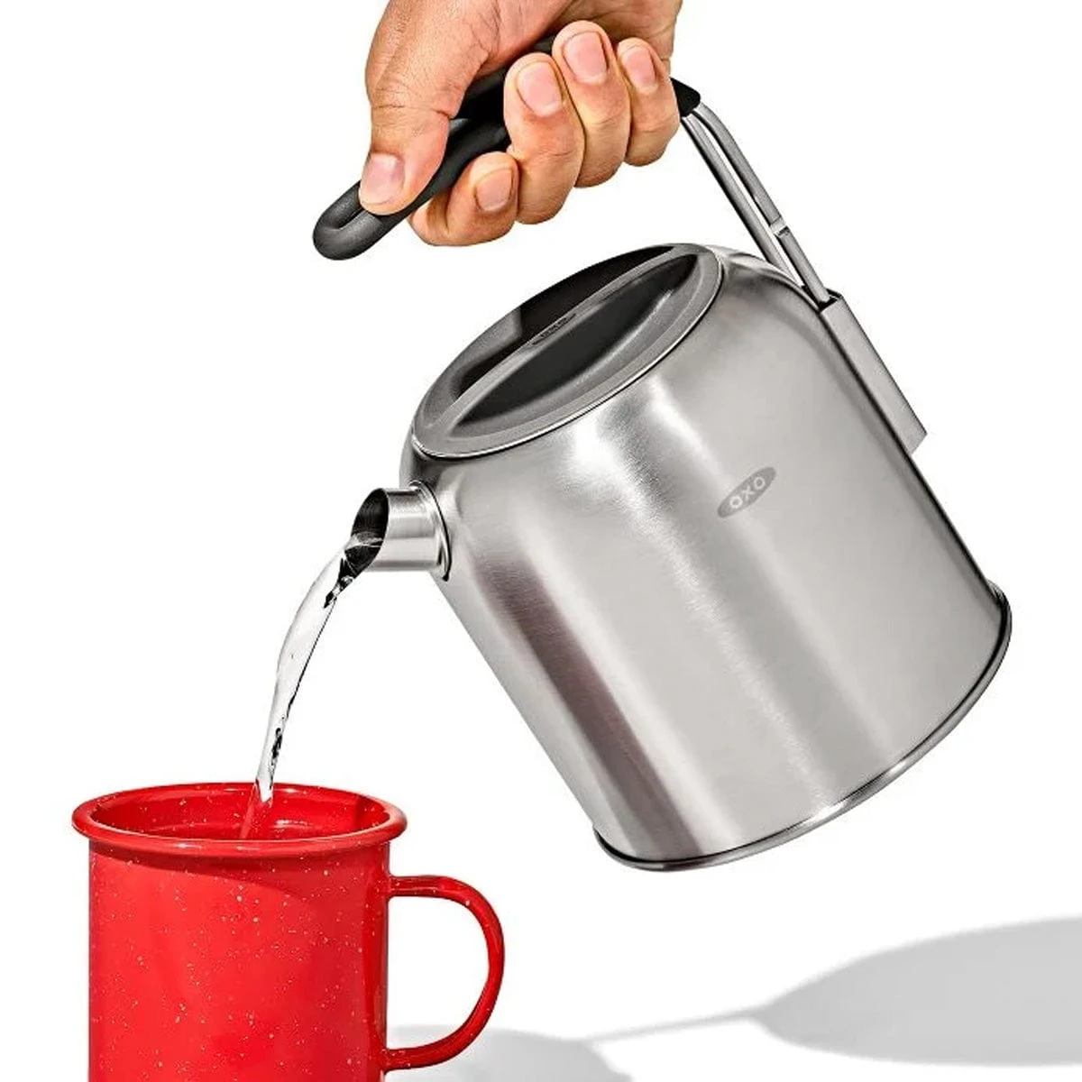 OXO Lightweight Stainless Steel Camp Stove Kettle with Retractable Silicone Handle 5 OXO Lightweight Stainless Steel Camp Stove Kettle with Retractable Silicone Handle - Image 5
