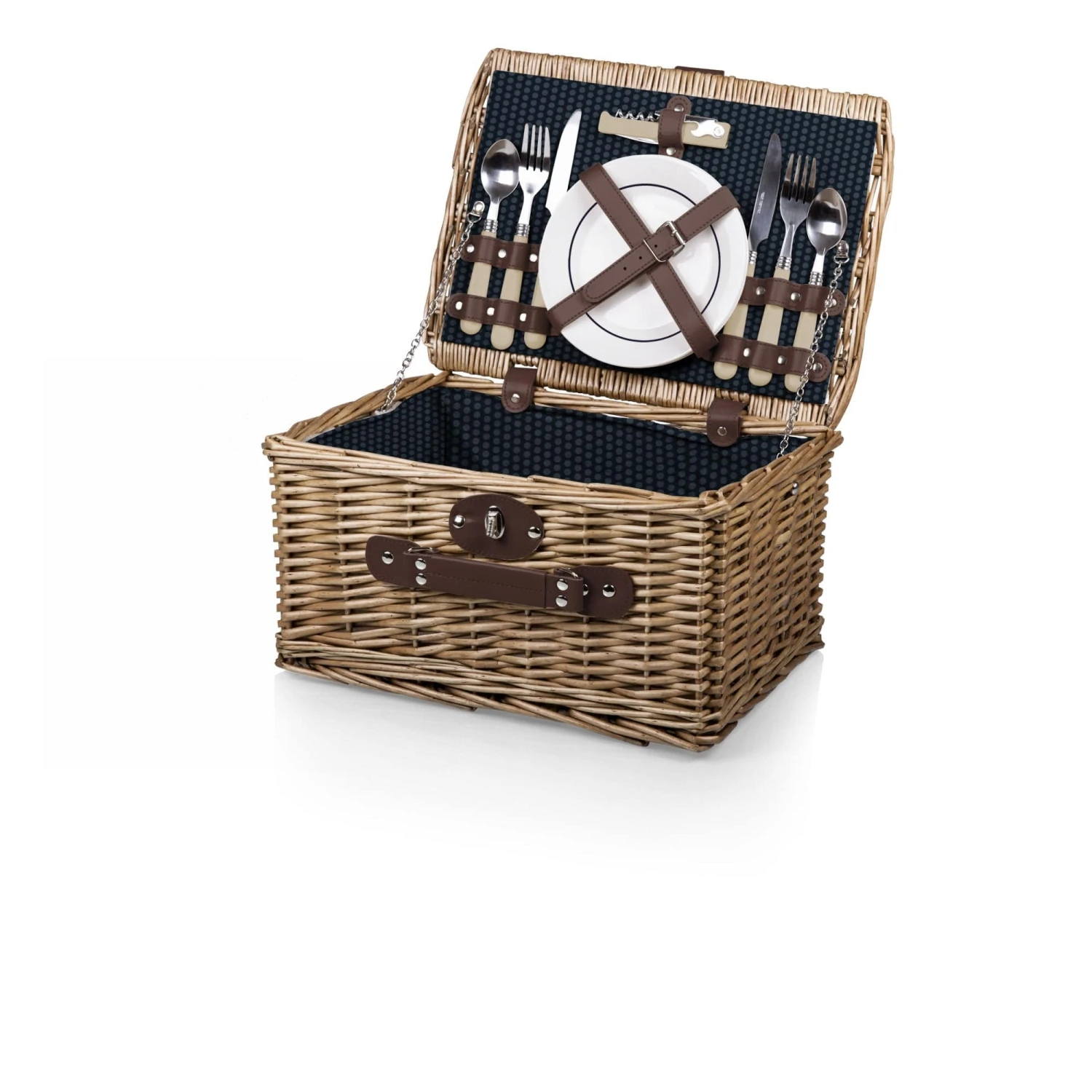 Catalina Picnic Basket for 2 - Handwoven Natural Willow Wicker with Genuine Leather Straps 16 Catalina Picnic Basket for 2 - Handwoven Natural Willow Wicker with Genuine Leather Straps - Image 16