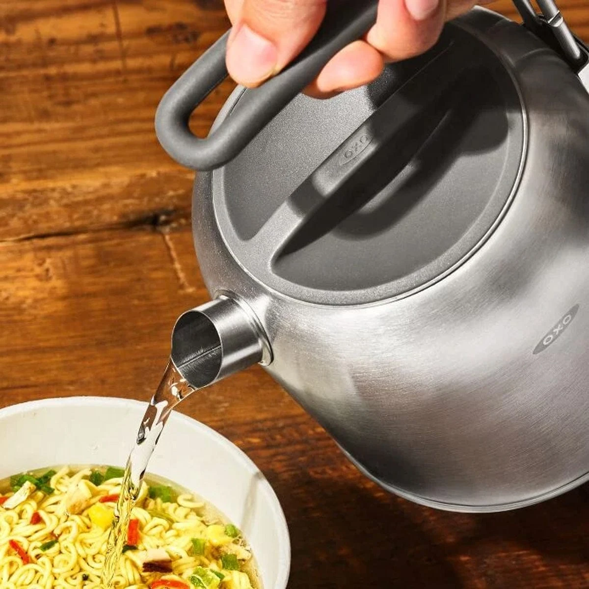 OXO Lightweight Stainless Steel Camp Stove Kettle with Retractable Silicone Handle 7 OXO Lightweight Stainless Steel Camp Stove Kettle with Retractable Silicone Handle - Image 7