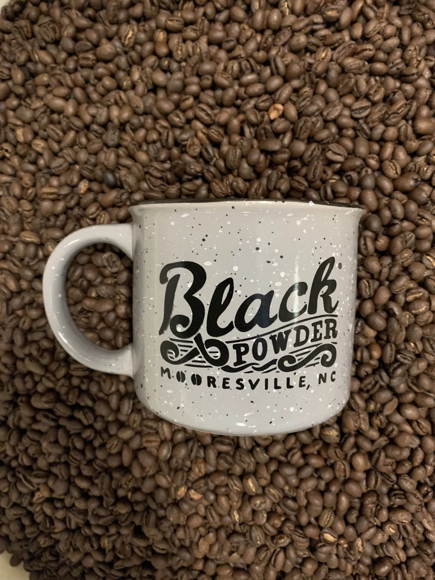 Black Powder Coffee 13 oz Black Speckled Ceramic Camp Mug – Vintage Enamel Style 2 Black Powder Coffee 13 oz Black Speckled Ceramic Camp Mug – Vintage Enamel Style - Image 2