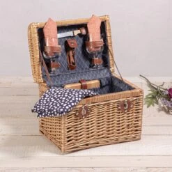 Napa Wine & Cheese Picnic Basket for 2 - Vintage Willow Wicker Set with Adeline Pattern Accessories -Campmor Outdoor Clothing kxgldcxqjyb5zw25yy8x