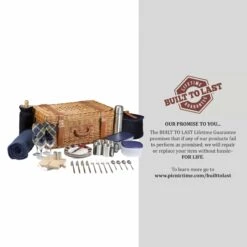 Windsor Luxury Picnic Basket – Handwoven Wicker & Navy Plaid – 4-Person Service Set -Campmor Outdoor Clothing kzqcwvo9wvfjidlet6h0