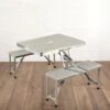 Picnic Time Retro Aluminum Portable Picnic Table with Built-In Seats and Umbrella Hole