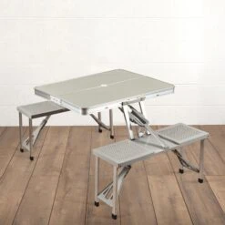 Aluminum Portable Picnic Table With Seats By Picnic Time Family Of Brands