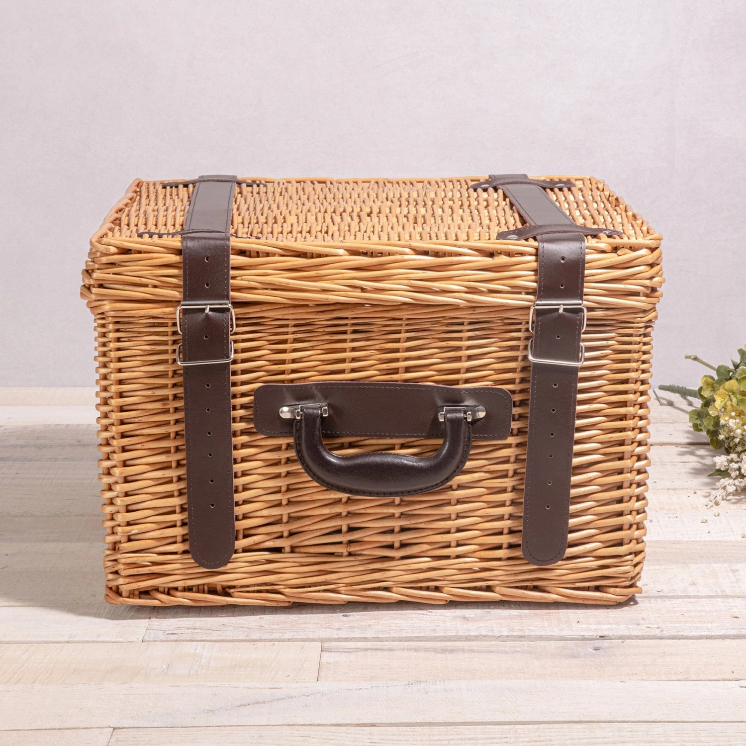 Canterbury Deluxe Picnic Basket for 2 - Handwoven Willow Wicker Suitcase with Coffee & Wine Service 3 Canterbury Deluxe Picnic Basket for 2 - Handwoven Willow Wicker Suitcase with Coffee & Wine Service - Image 3