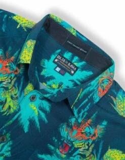 121 DO ONE - NIGHTHAWK™ BUTTON UP By Bajallama 8 121 DO ONE - NIGHTHAWK™ BUTTON UP By Bajallama -Campmor Outdoor Clothing navy buttonup with neon pineapple