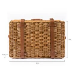 Windsor Luxury Picnic Basket – Handwoven Wicker & Navy Plaid – 4-Person Service Set -Campmor Outdoor Clothing pefcbofc7odellxit7su
