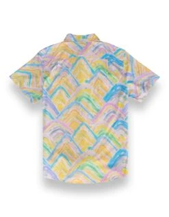 RAINBOW MOUNTAINS - 7-SEAS™ BUTTON UP By Bajallama 8 RAINBOW MOUNTAINS - 7-SEAS™ BUTTON UP By Bajallama -Campmor Outdoor Clothing rainbow spectrum print short sleeve shirt