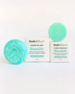 Zero Waste Shampoo & Conditioner Bar Duo -Campmor Outdoor Clothing suds eco seaside shampoo conditioner bar duo 1123875319