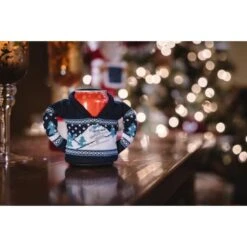 Puffin Green Fair Isle Moose Beverage Sweater - Insulated Knit Can Cooler -Campmor Outdoor Clothing sweater