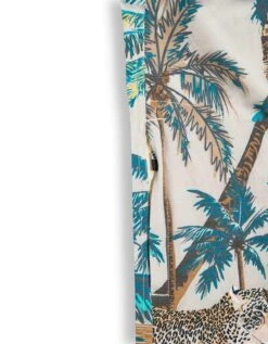 2 CATS NO RATS - VAGABOND™ BUTTON UP By Bajallama -Campmor Outdoor Clothing tan palm trees tiger print button down