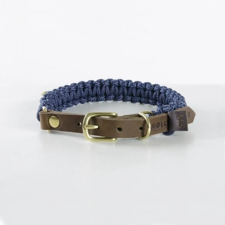 Touch Of Leather Dog Collar - Navy By Molly And Stitch US 1 Touch Of Leather Dog Collar - Navy By Molly And Stitch US