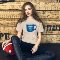 Campmor Adventure Brew Coffee Cup T-Shirt 5 Campmor Adventure Brew Coffee Cup T-Shirt -Campmor Outdoor Clothing unisex staple t shirt soft cream front 6705669142256