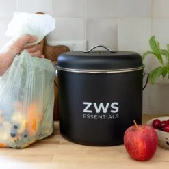 Zero Waste Matte Stainless Steel Plastic-Free Series – 6.5L Countertop Compost Bin -Campmor Outdoor Clothing zws essentials black countertop compost bin stainless steel kitchen compost bin 6 5 liter plastic free 34412329402479