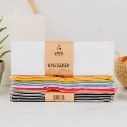 Zero Waste Organic Cotton Reusable Paper Towels – 12/24 Pack Eco-Friendly Multi-Color Cloths -Campmor Outdoor Clothing zws essentials reusable paper towels 32038417105007